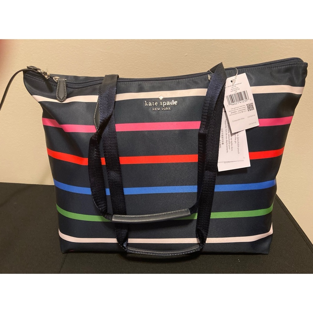 NWT Kate Spade Mel Vibrant Stripe Printed Packable Tote